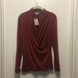 Faux wrap front sweater